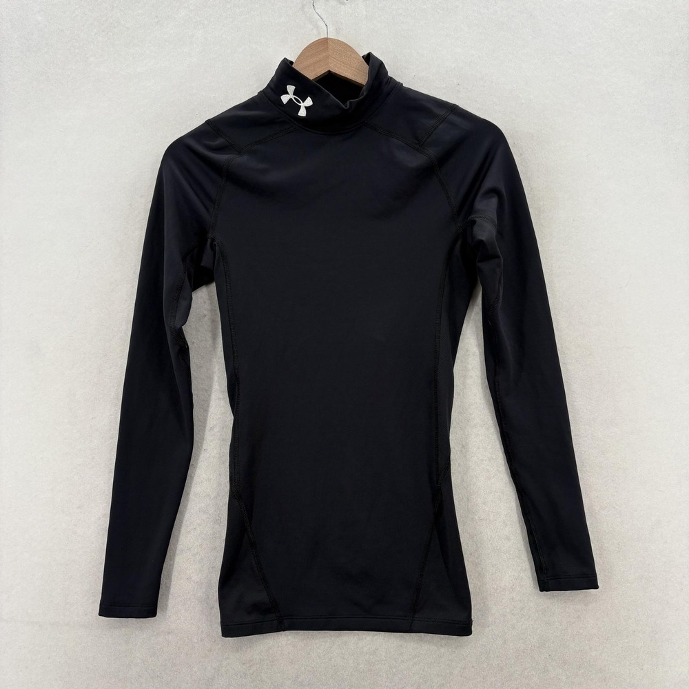 Under Armour Shirt Womens Small Black ColdGear Mock Neck Long Sleeve Compression